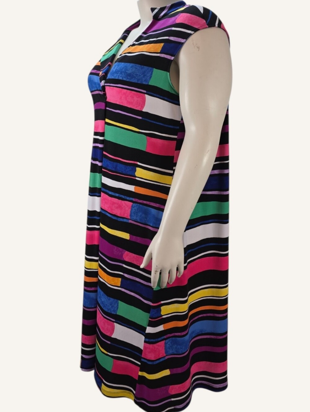 NWT Joseph Ribkoff Size 22 Multicolor Stripe Trapeze Dress Pockets Canada - Picture 4 of 12